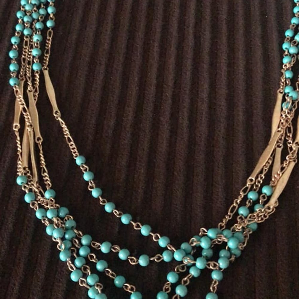 Cookie Lee Turquoise look multi strand beaded necklace